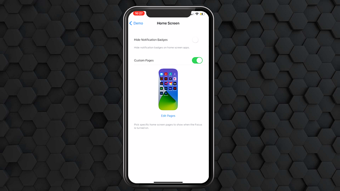 Focus Mode allows you to choose which Home Screens are available to remove unwanted apps to be displayed.