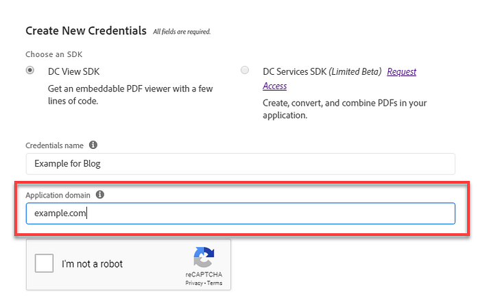 Setting your application domain is important. When the PDF Embed is loaded, it will check to ensure that the Viewer is being loaded from this domain.