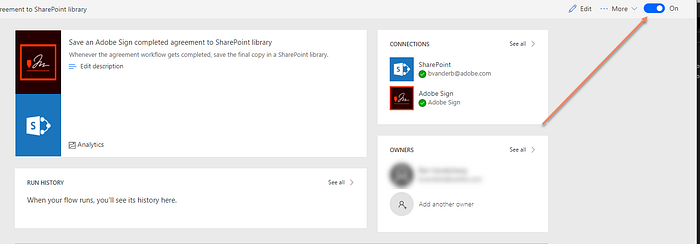 Make sure that your flow is activated in order for Microsoft Power Automate to start triggering when documents are signed.
