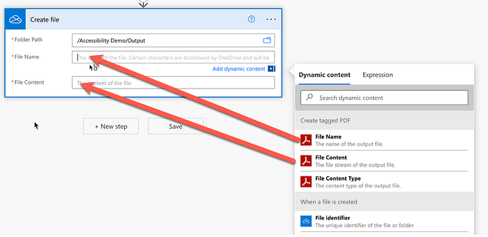 Saving the tagged PDF to the Output folder in OneDrive
