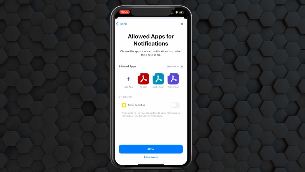 Focus Mode in iOS allows you to set which apps you will get notifications from.